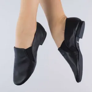 1st Position Leather Side Gusset Slip On Full Sole Jazz Shoes