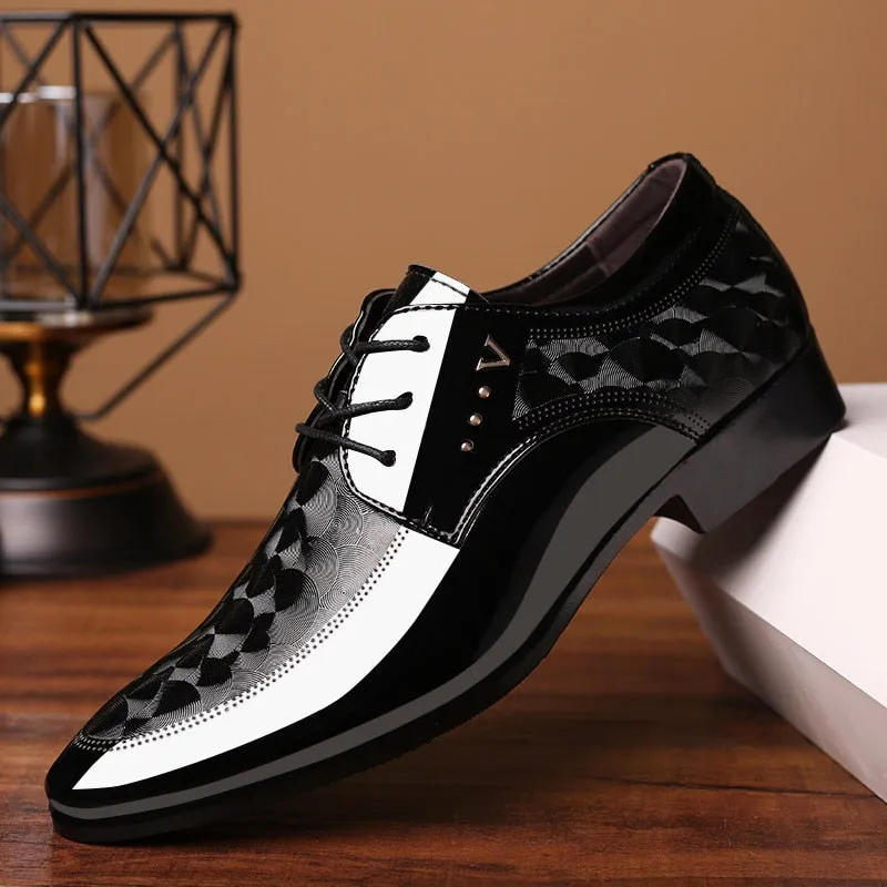 Amozae  Men Leather Shoes Spring New Fashion Bright Business Formal Wear Shoes Comfortable Breathable Large Size Male Shoes