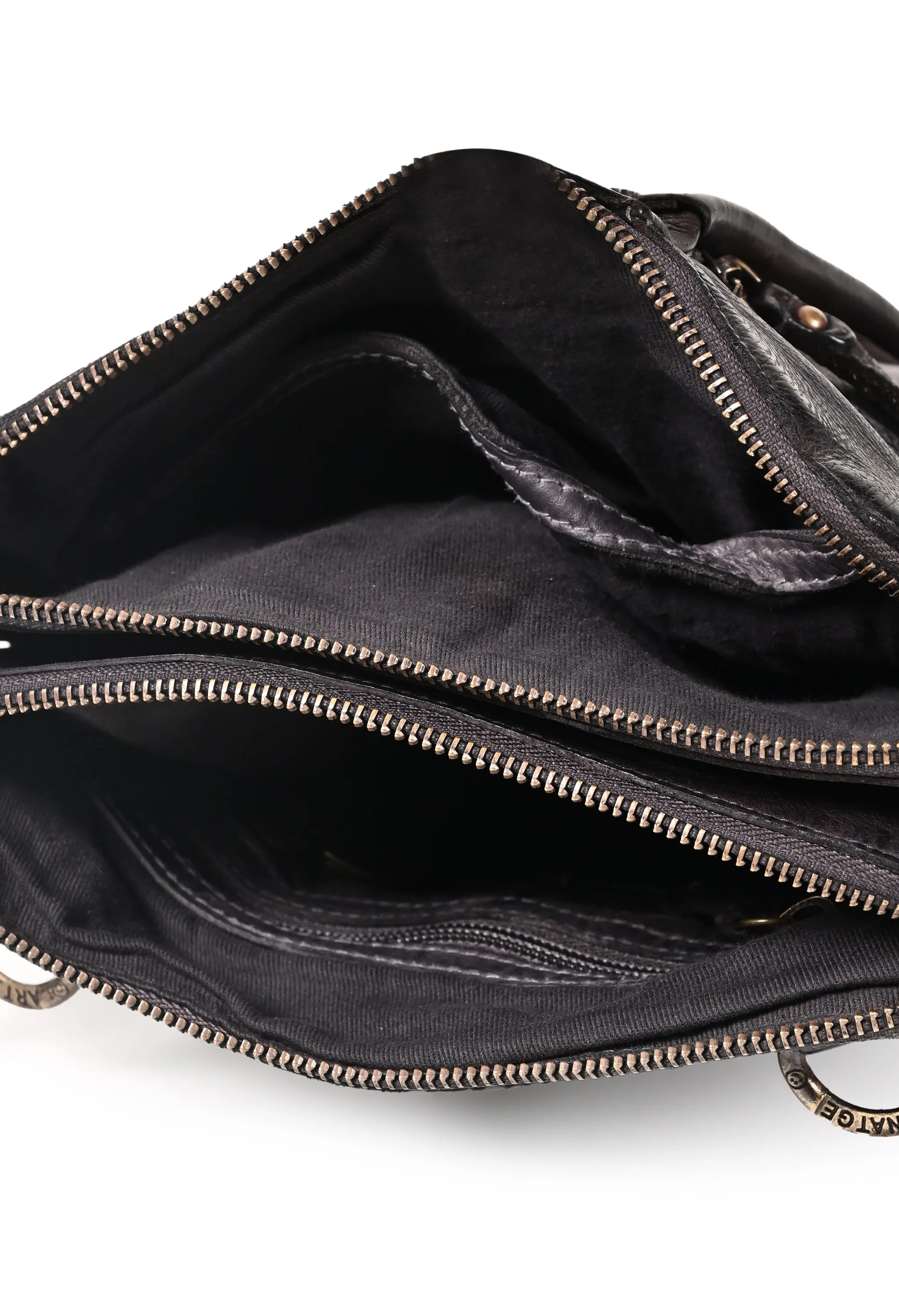 Art N Vintage Oliver : Black Real Leather Crossbody Bag