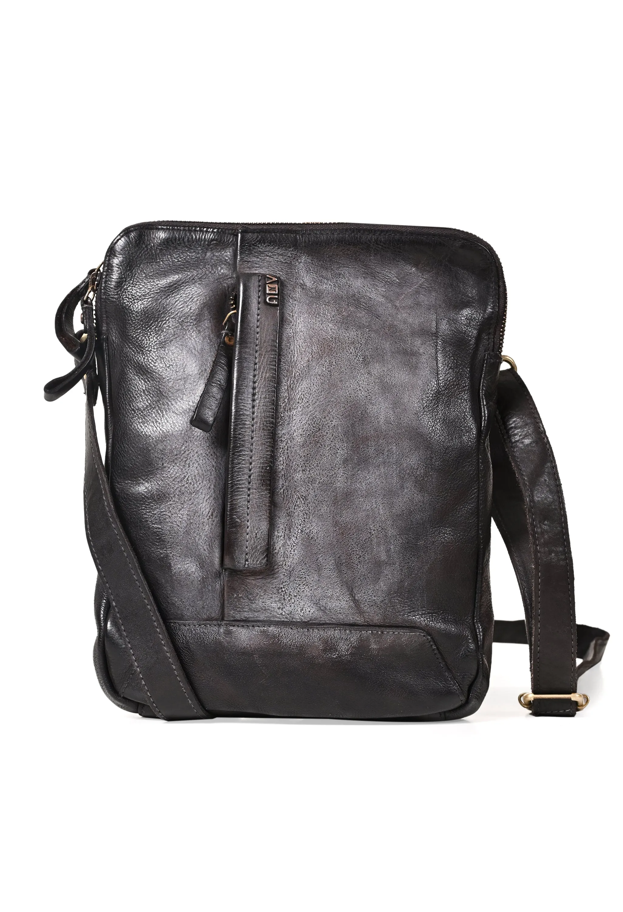 Art N Vintage Oliver : Black Real Leather Crossbody Bag