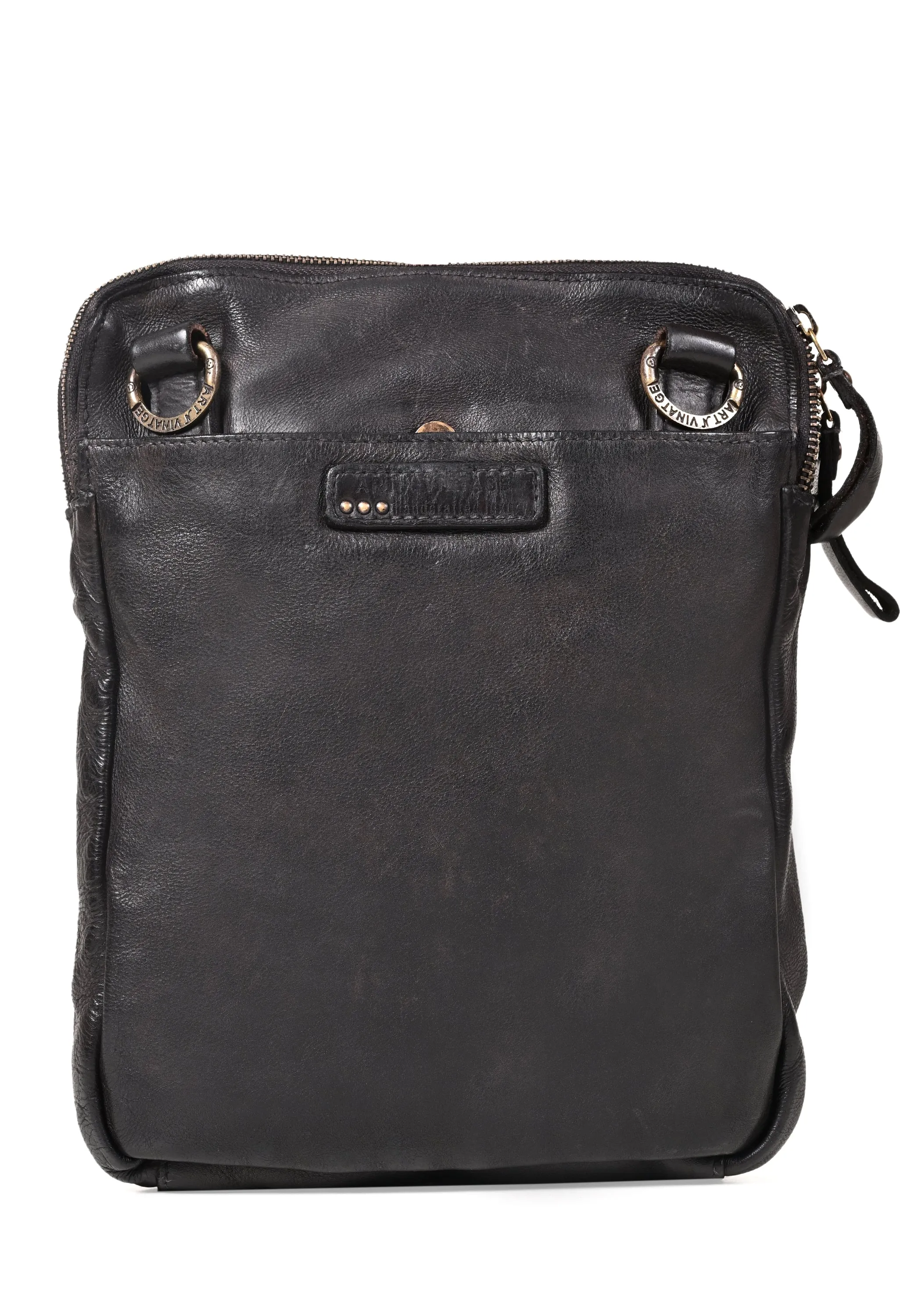 Art N Vintage Oliver : Black Real Leather Crossbody Bag