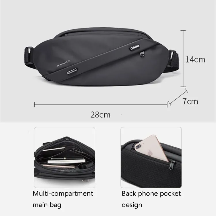 BANGE BG-7295 Men Waterproof Business Casual Chest Bag Messenger Bag(Black)