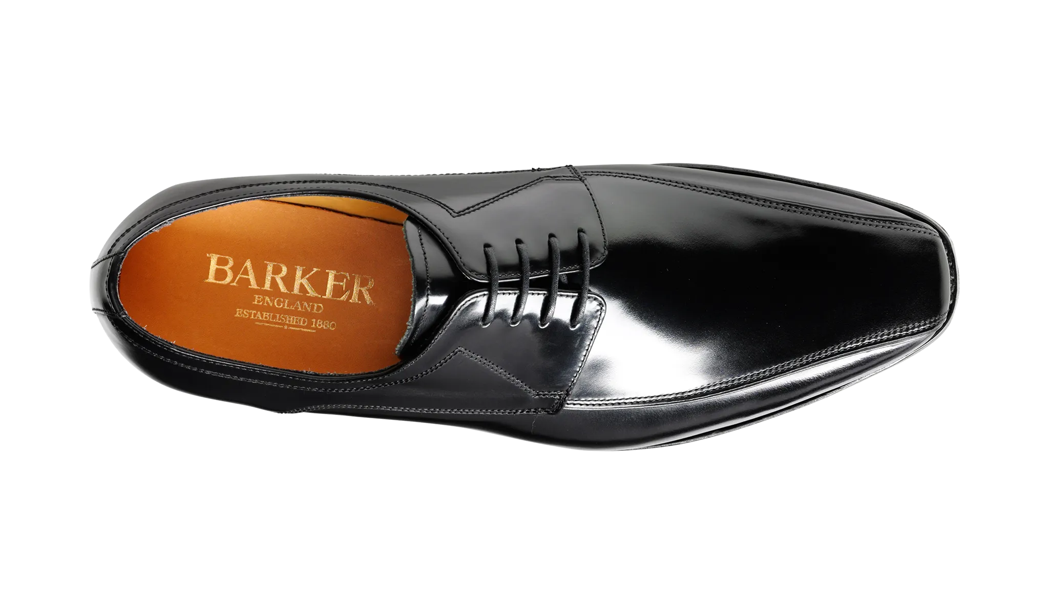 Barker Newbury  Chiselled Tramline Derby Shoe - Hi Shine Black