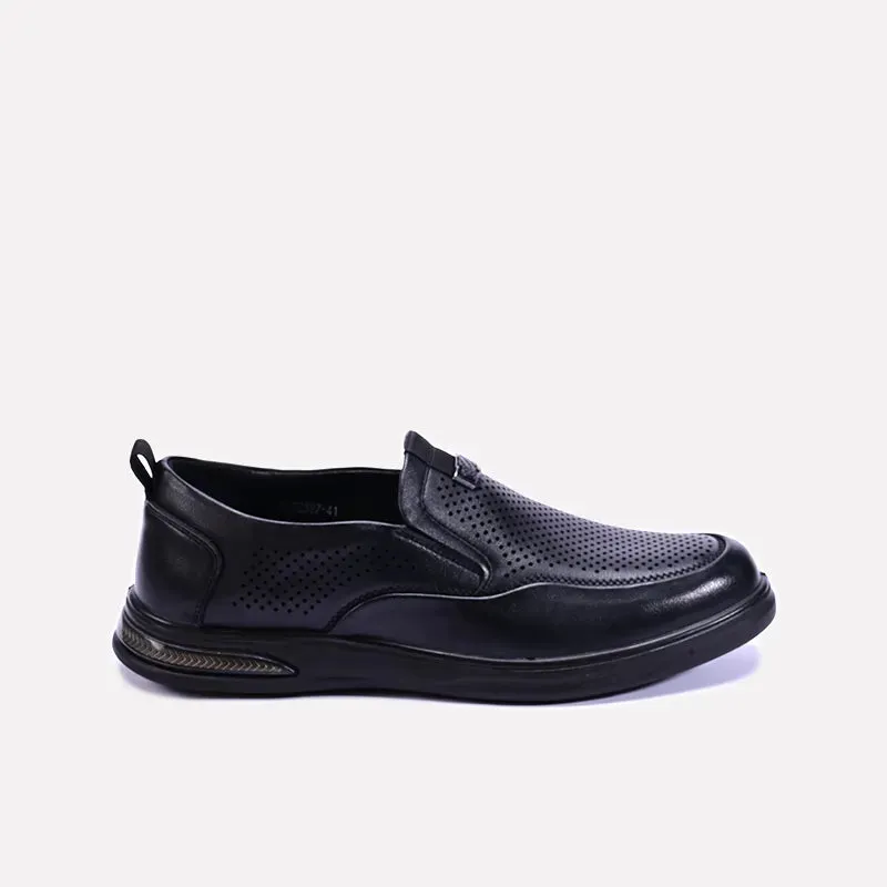 Callum Black Perforated Slip On Casual Shoes 0160469