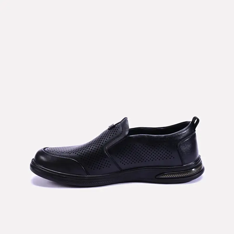 Callum Black Perforated Slip On Casual Shoes 0160469