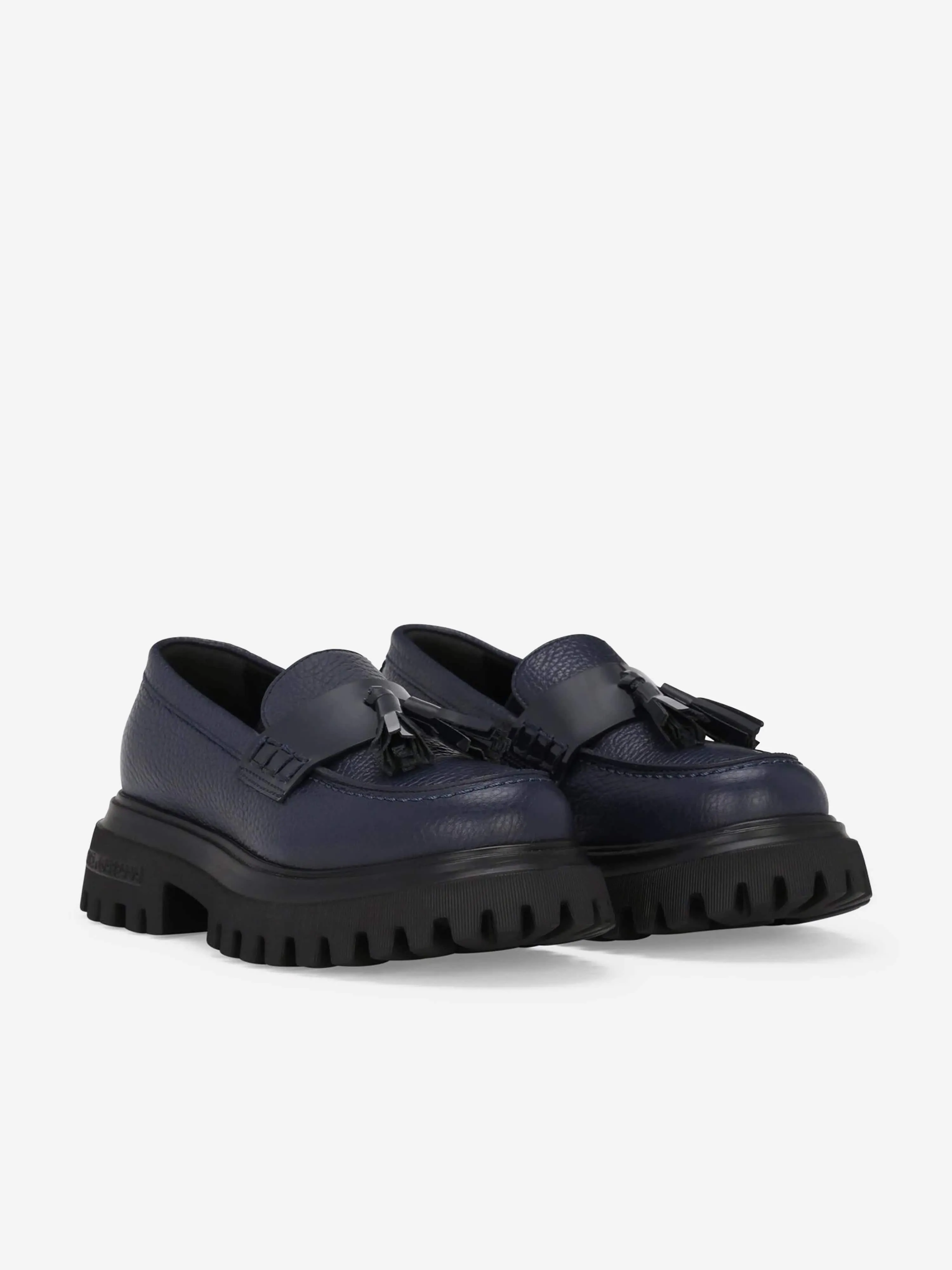 Dolce & Gabbana Girls Leather Mocassin Shoes in Blue