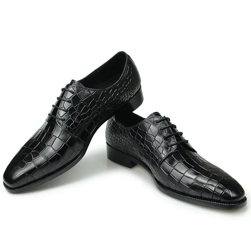 Elegant CrocTex Pointed Toe Derby Dress Shoes: DapperLux