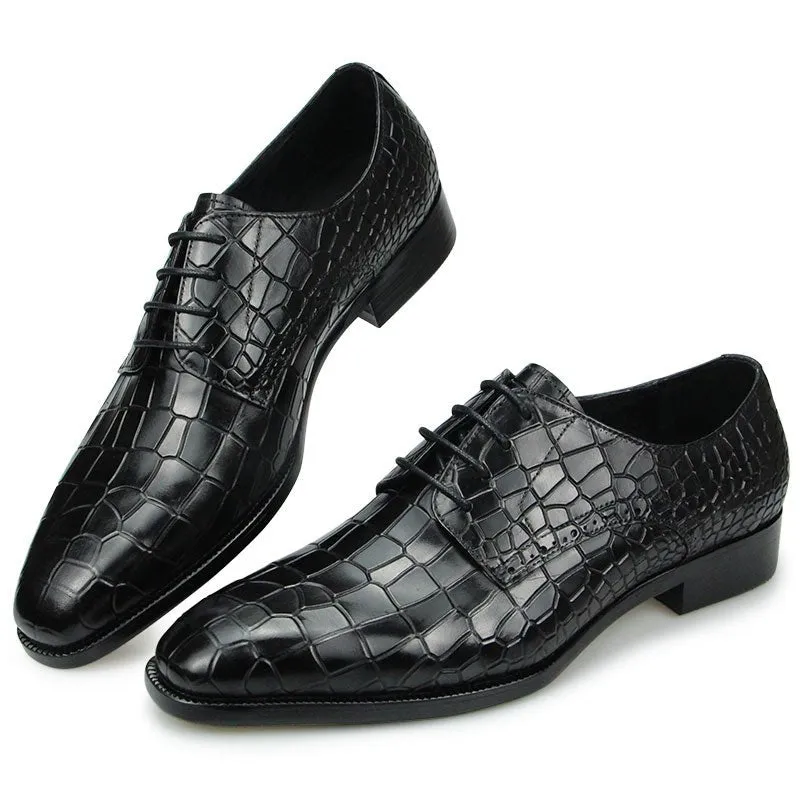 Elegant CrocTex Pointed Toe Derby Dress Shoes: DapperLux