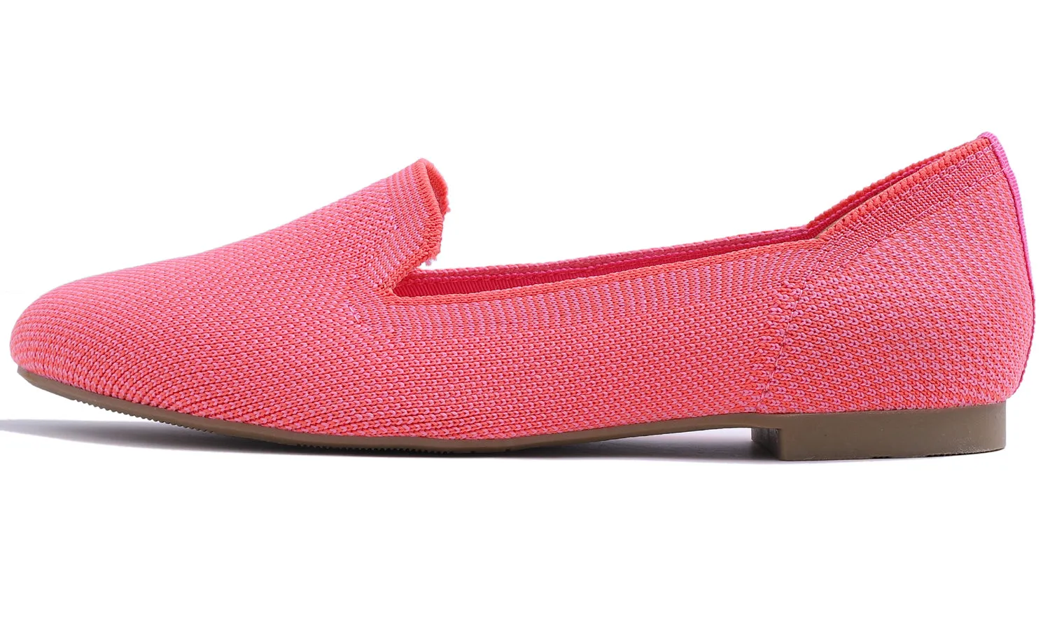 Feversole Women's Woven Fashion Breathable Knit Flat Shoes Coral Mixed Loafer