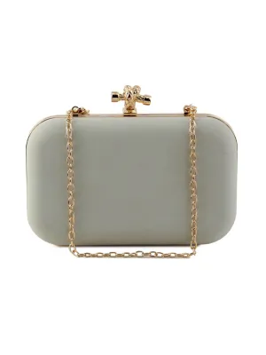 Flora Light Grey Pu Clutch