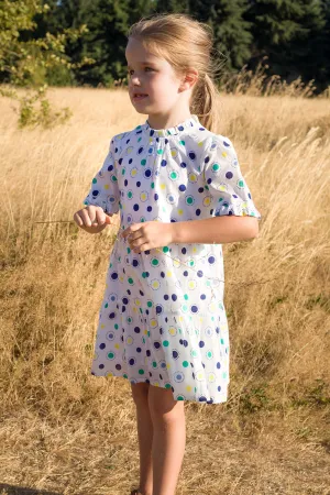 Girls Dress Beet World Hattie Blue Dot