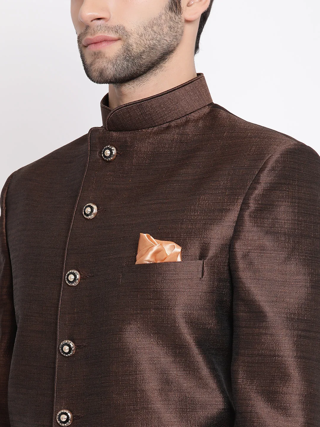 Jashvi  Men's Coffee Silk Blend Jodhpuri