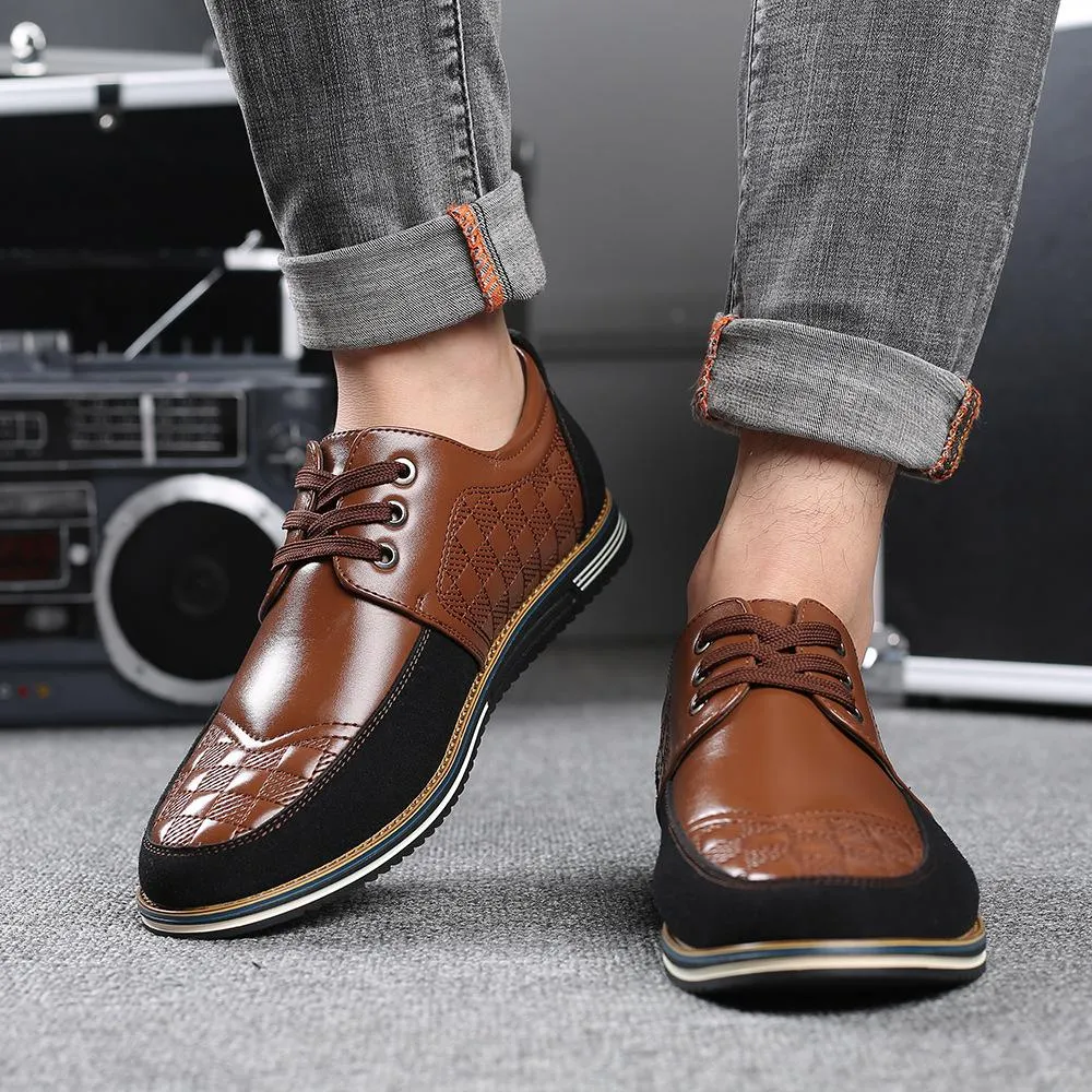 Kaegreel Men's Round Head Lace Up Leather Business Shoes