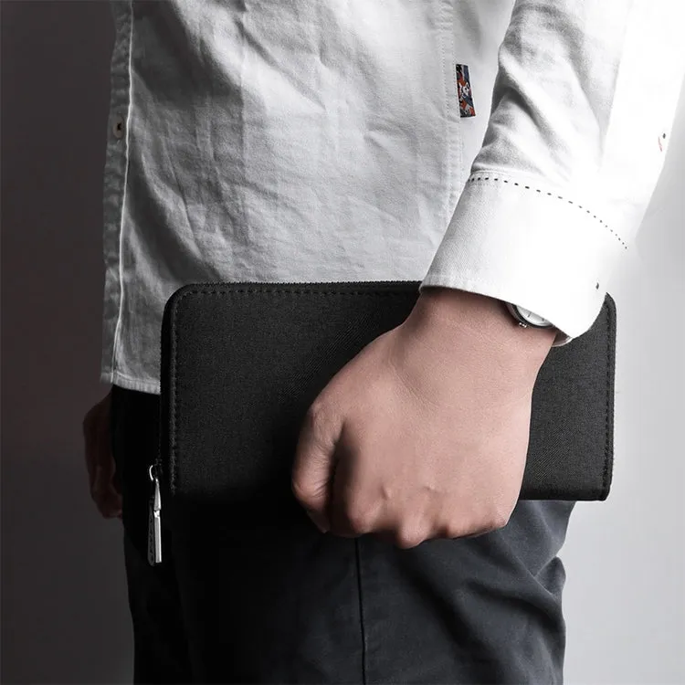 KAKA Men Long Wallet Oxford Cloth Hand Bag Simple Fashion Student Wallet(Black)