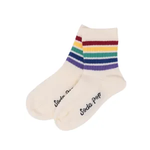 Kids Vintage Sporty Socks -- Rainbow Stripe