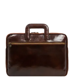 Leather Briefcase Laptop Bag - Brave New World