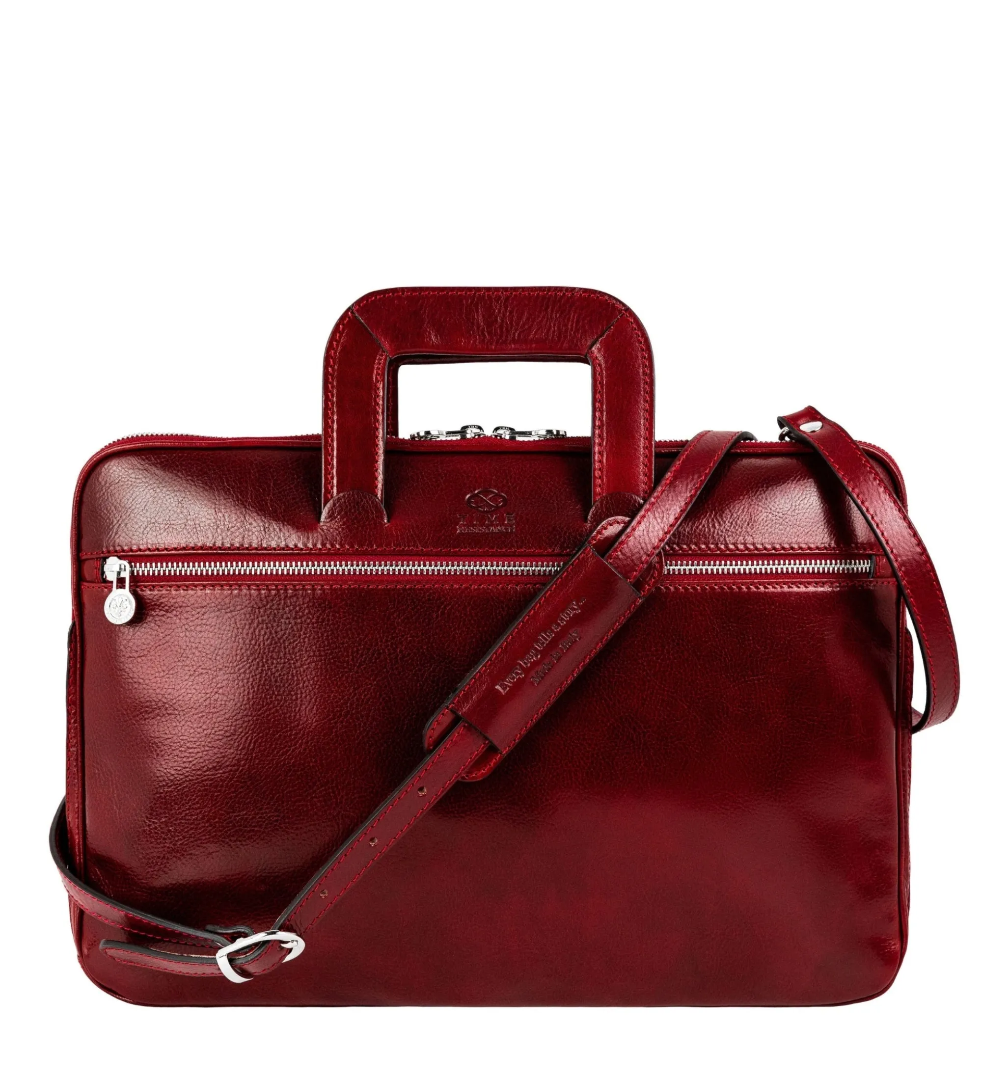 Leather Briefcase Laptop Bag - Brave New World