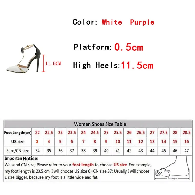 Liyke Fashion Design Bowknot Ankle Strap Women Pumps Sexy Pointed Toe Stripper High Heels Wedding Banquet Shoes Sandals Female