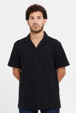 Men Black Plain Shirt