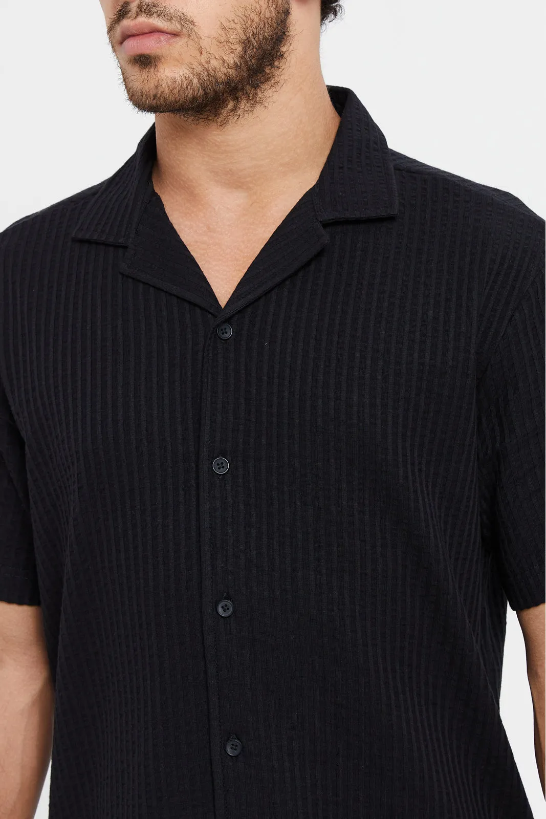 Men Black Plain Shirt