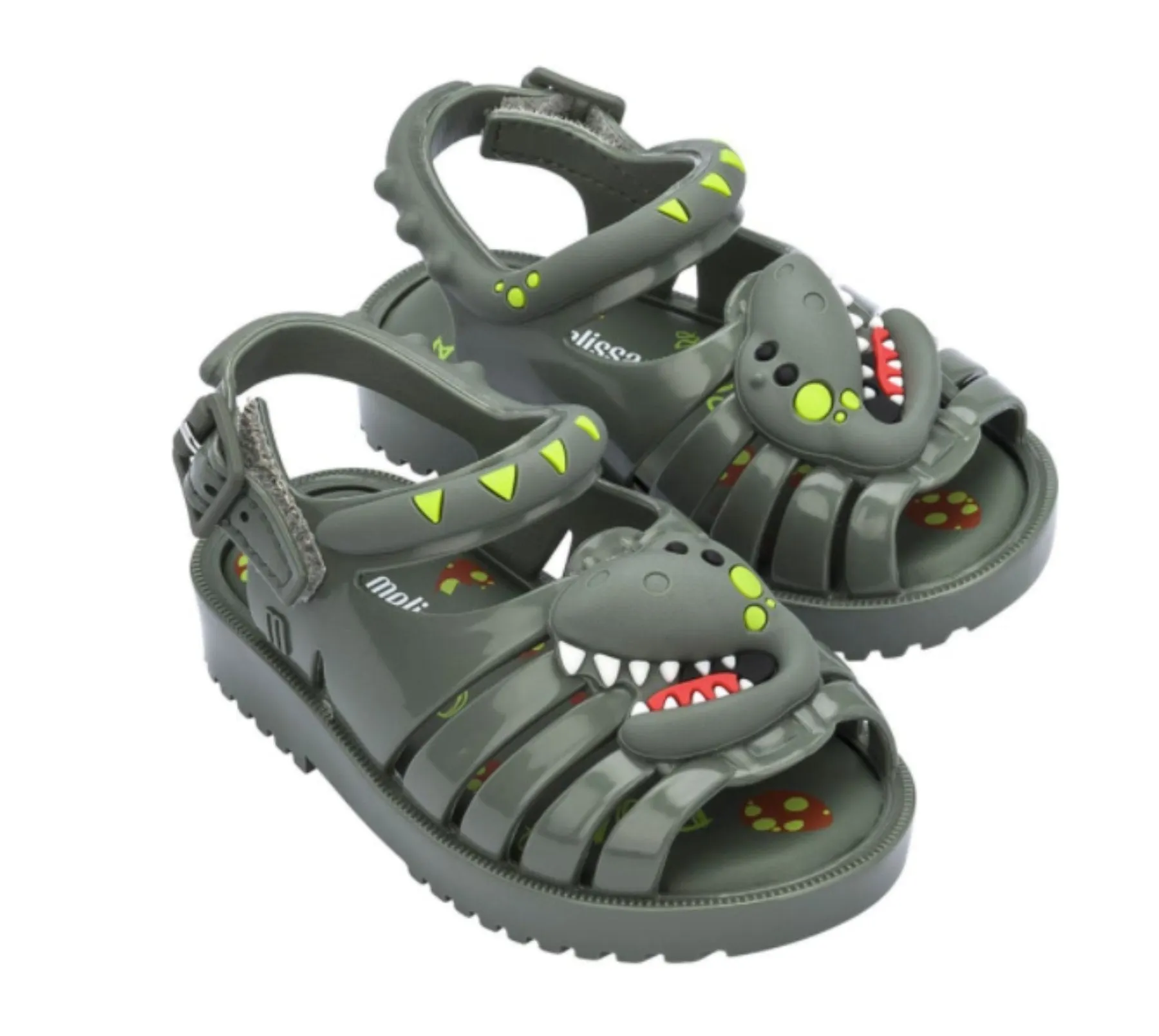 Mini Melissa Boys Green Mini Francxs Dinosaur Sandals