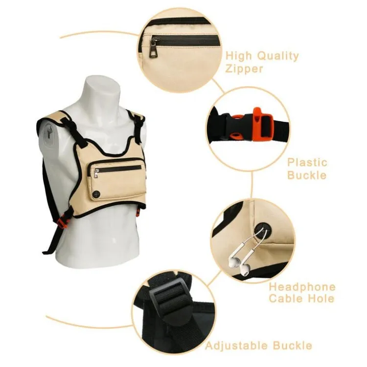 Multifunctional Outdoor Sports and Leisure Chest Bag Fitness Vest Bag(Khaki)