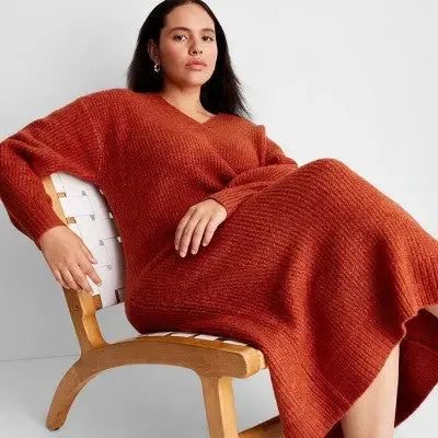 New - Women's Long Sleeve Chunky Sweater Midi Dress - Future Collective with Reese Blutstein