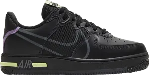 Nike Air Force 1 React GS 'Triple Black' Sneakers, Black