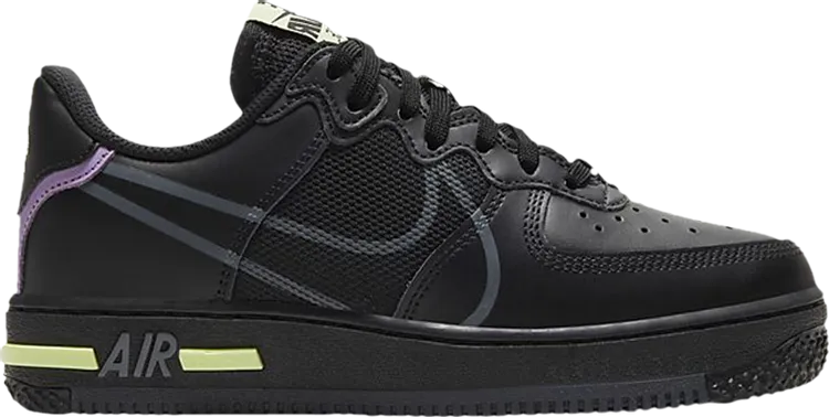 Nike Air Force 1 React GS 'Triple Black' Sneakers, Black