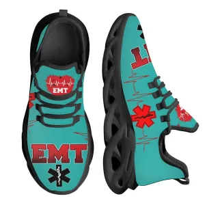 Paramedic EMT EMS Pattern Mesh Green Sneakers for Women Breathable Footwear