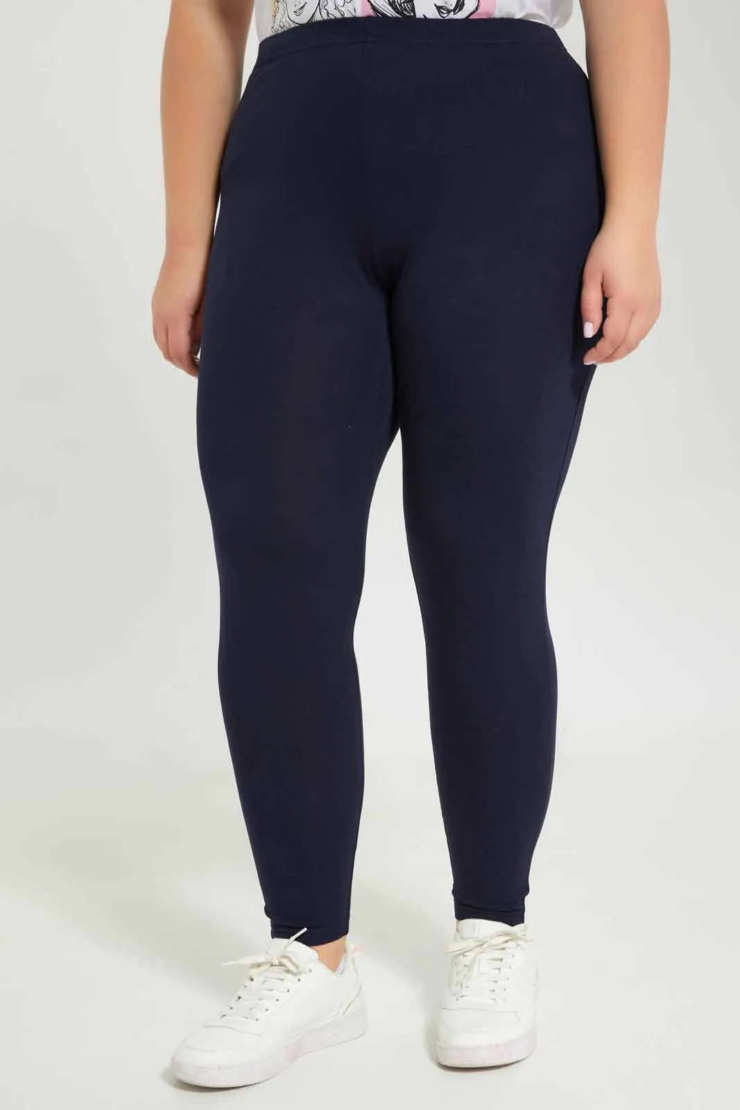 Plus Size Women Navy Basic Leggings