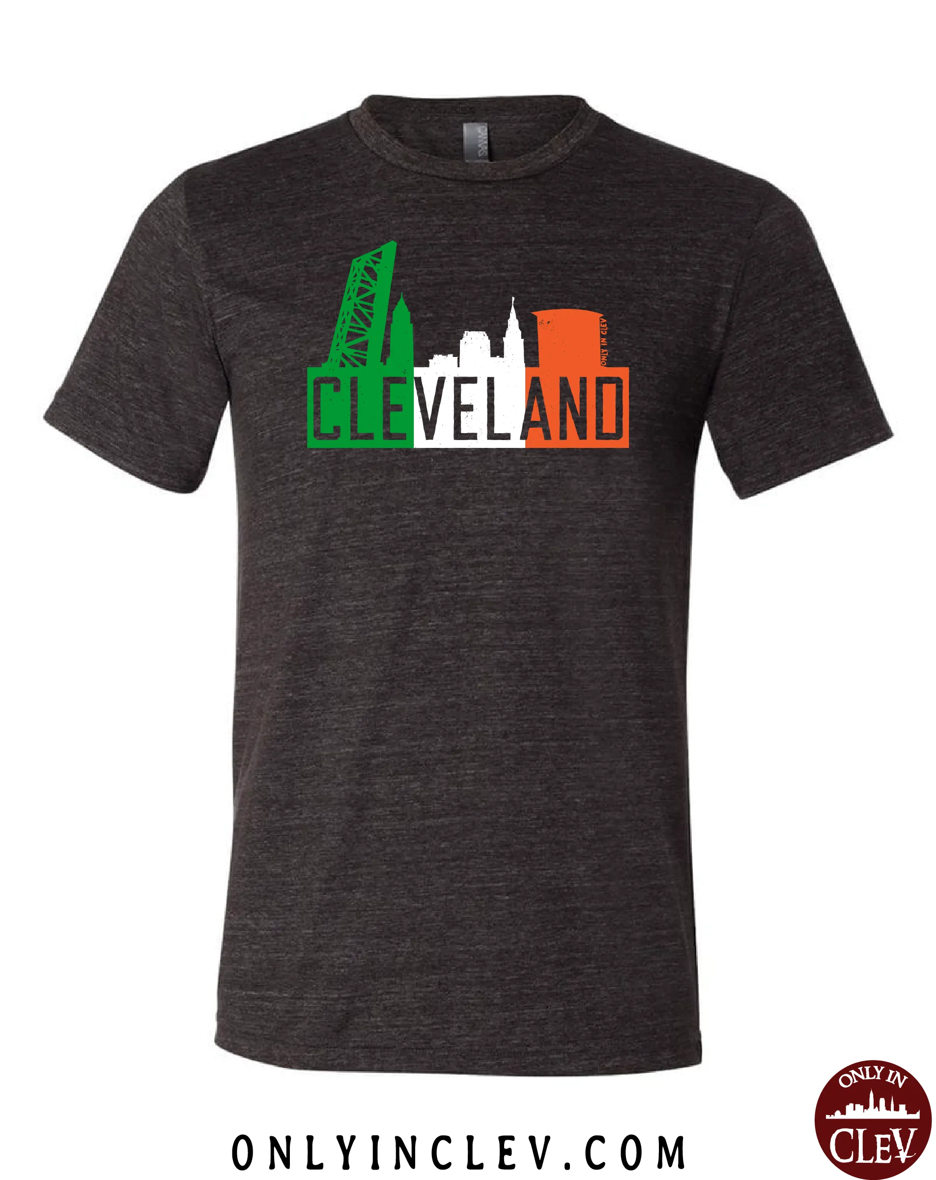 "Cleveland Irish Flats Skyline" design on Black