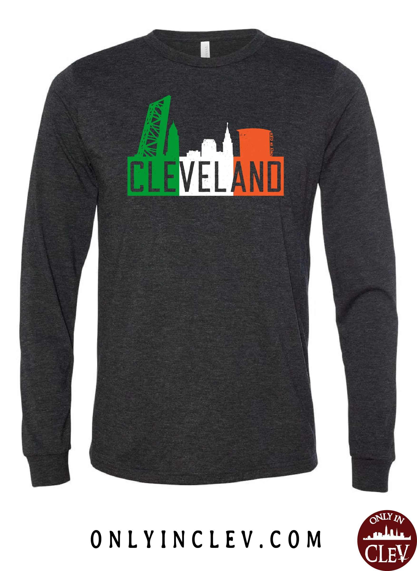 "Cleveland Irish Flats Skyline" design on Black