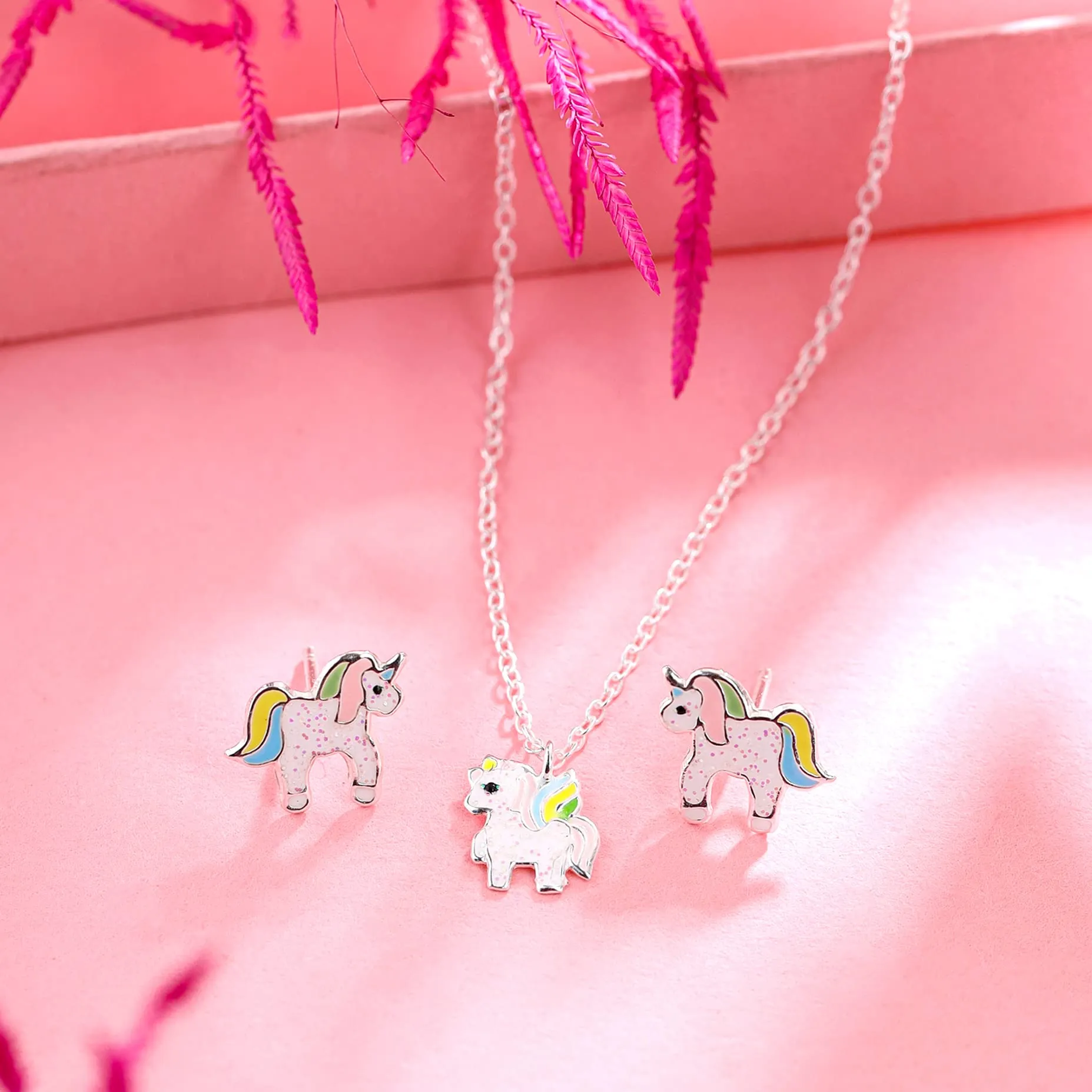 Raajsi by Yellow Chimes 925 Sterling Silver Pendant Set for Girls & Kids Melbees Kids Collection Unicorn Design | Birthday Gift for Girls Kids | With Certificate of Authenticity & 6 Month Warranty