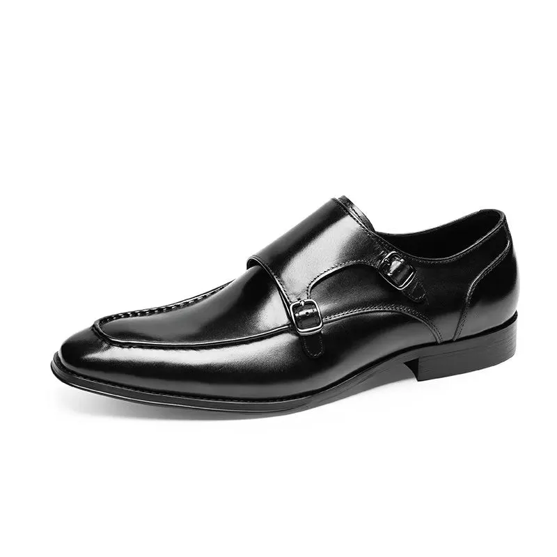 Refined Cow Leather Slip-On Monkstraps