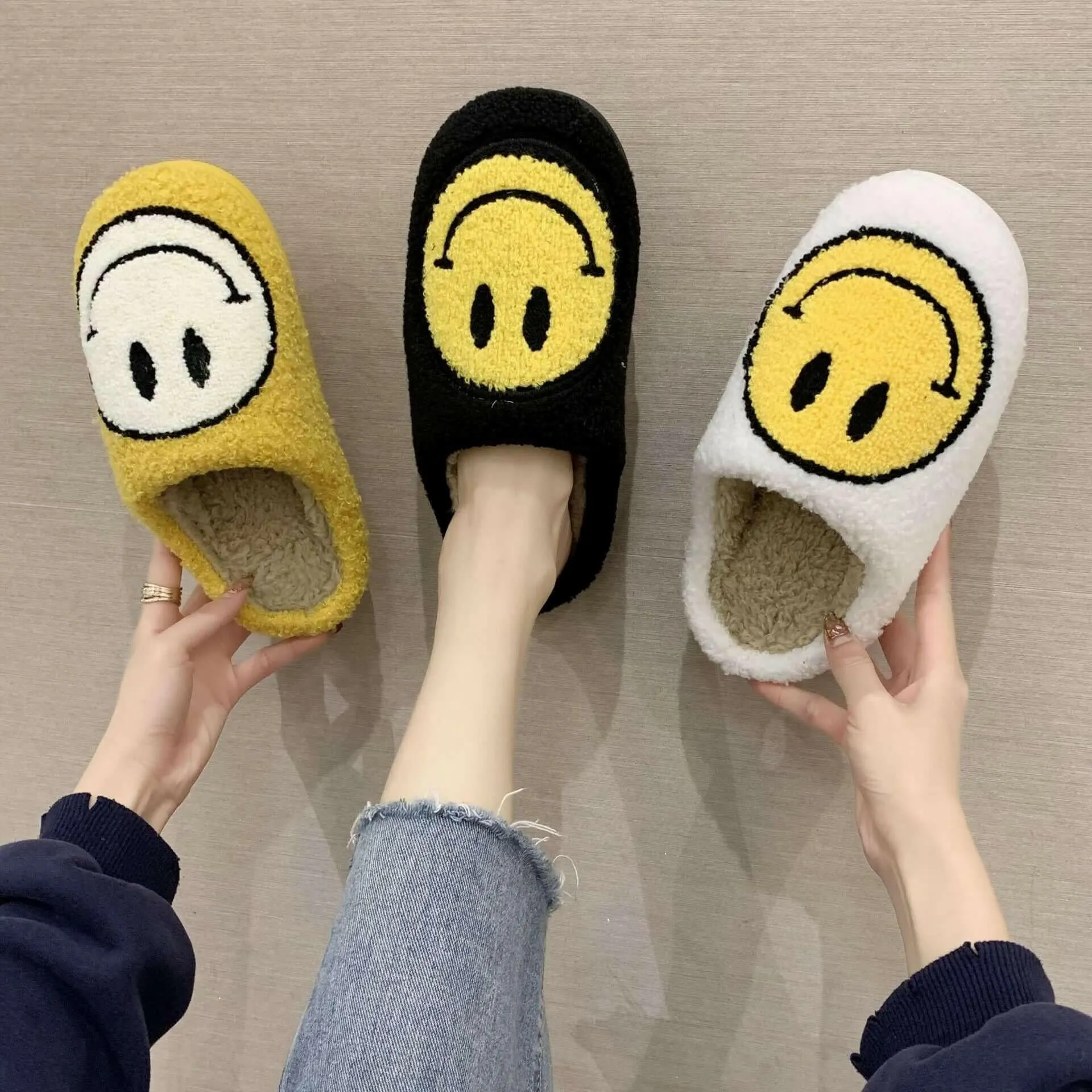 Smiley Face Slippers Women