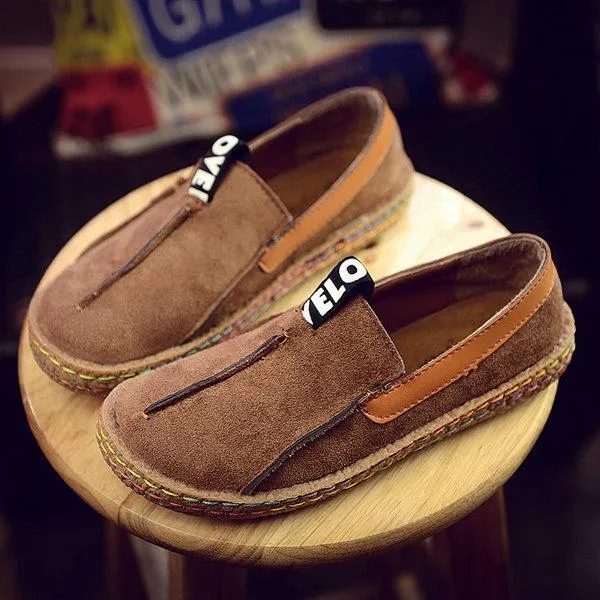 Suede Pure Color Slip On Stitching Flat Soft Shoes For Women