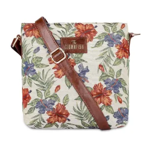 THE CLOWNFISH Linda Series Sling for Women Casual Ladies Single Shoulder Bag For Women Crossbody Bag for College Girls (Maroon-Floral)