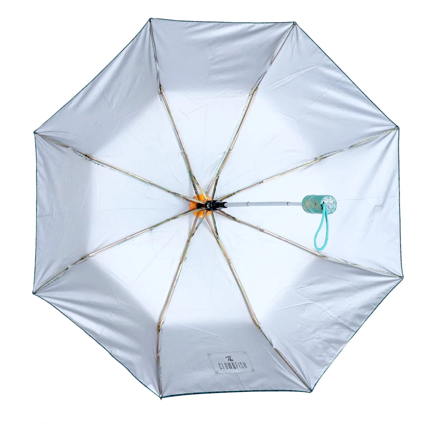 THE CLOWNFISH Umbrella 3 Fold Auto Open Waterproof Pongee Double Coated Silver Lined Umbrellas For Men and Women (Printed Design- Seafoam Green)