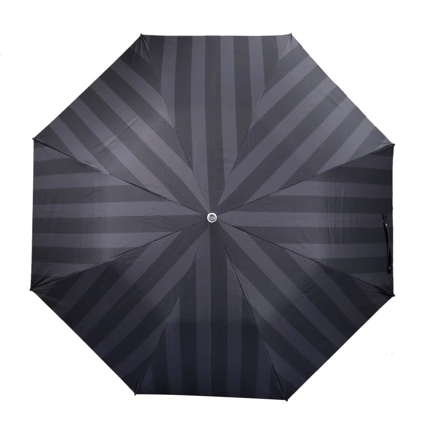 THE CLOWNFISH Umbrella Drizzle Series 2- Fold Auto Open Waterproof Pongee Umbrellas For Men and Women (Stripes Design-Charcoal Black)