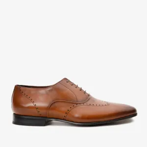 The Roma Tan Leather Wingtip Oxford Men Shoe