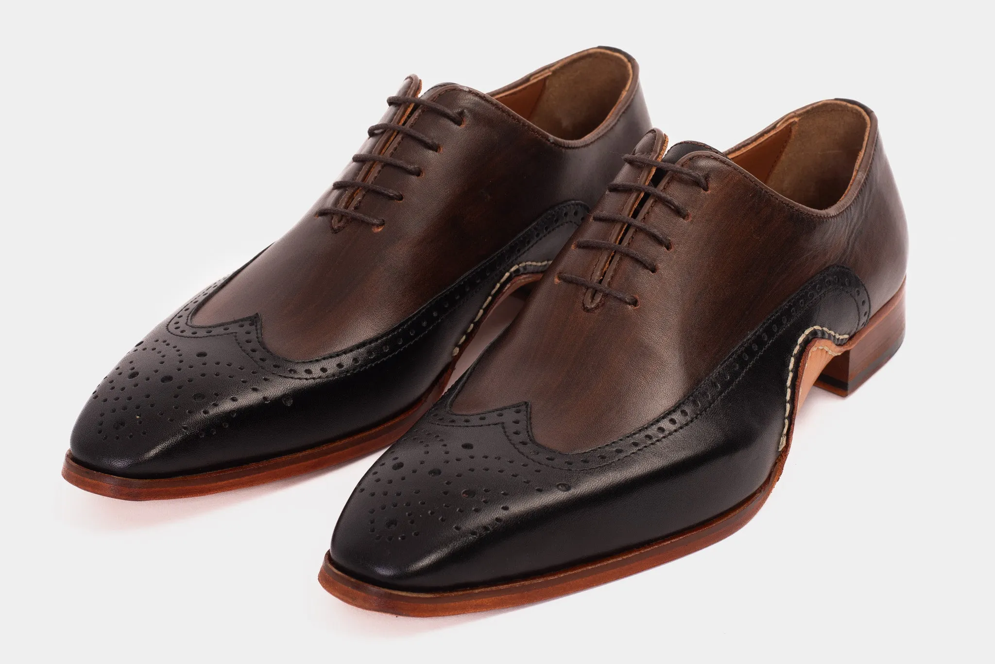 The Royal Hand Craft Black & Brown Wingtip Oxford Men Shoe