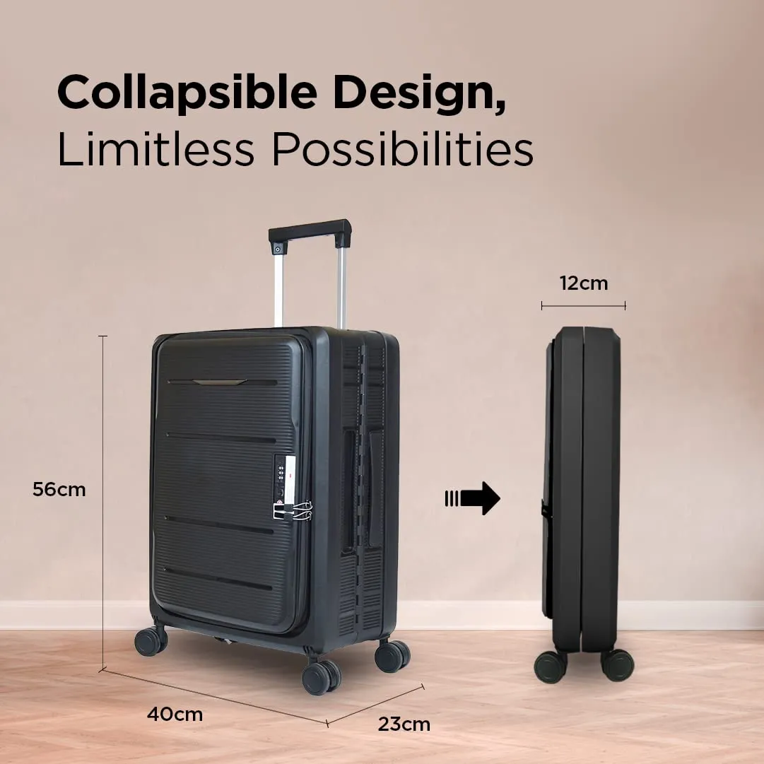 UMAI Collapsible & Foldable Hardcase Cabin Suitcase for Travel(20 inch - 55cm) | Travel Bag for Men & Women | 8 Wheels | Trolley Bag | TSA Lock | Easy-to-Store (Coffee)