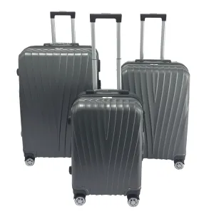 USHA SHRIRAM ABS (20,24,28 Inch - Cabin & Check-in Bag) Luggage Bag|Pack of 3 (55cm, 65cm, 75cm) | Trolley Suitcase for Travel | Travel Luggage for Men Women | Travel Bags for Luggage Trolley (Grey)