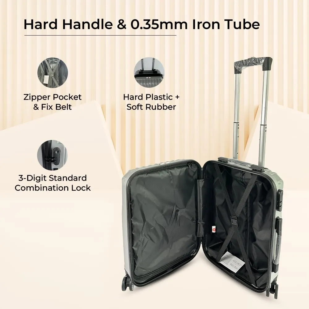 USHA SHRIRAM ABS (20,24,28 Inch - Cabin & Check-in Bag) Luggage Bag|Pack of 3 (55cm, 65cm, 75cm) | Trolley Suitcase for Travel | Travel Luggage for Men Women | Travel Bags for Luggage Trolley (Grey)