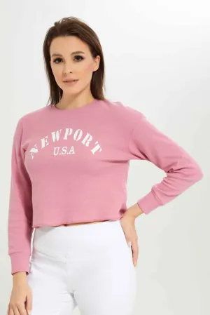 Women Pink Printed Sweatshirt