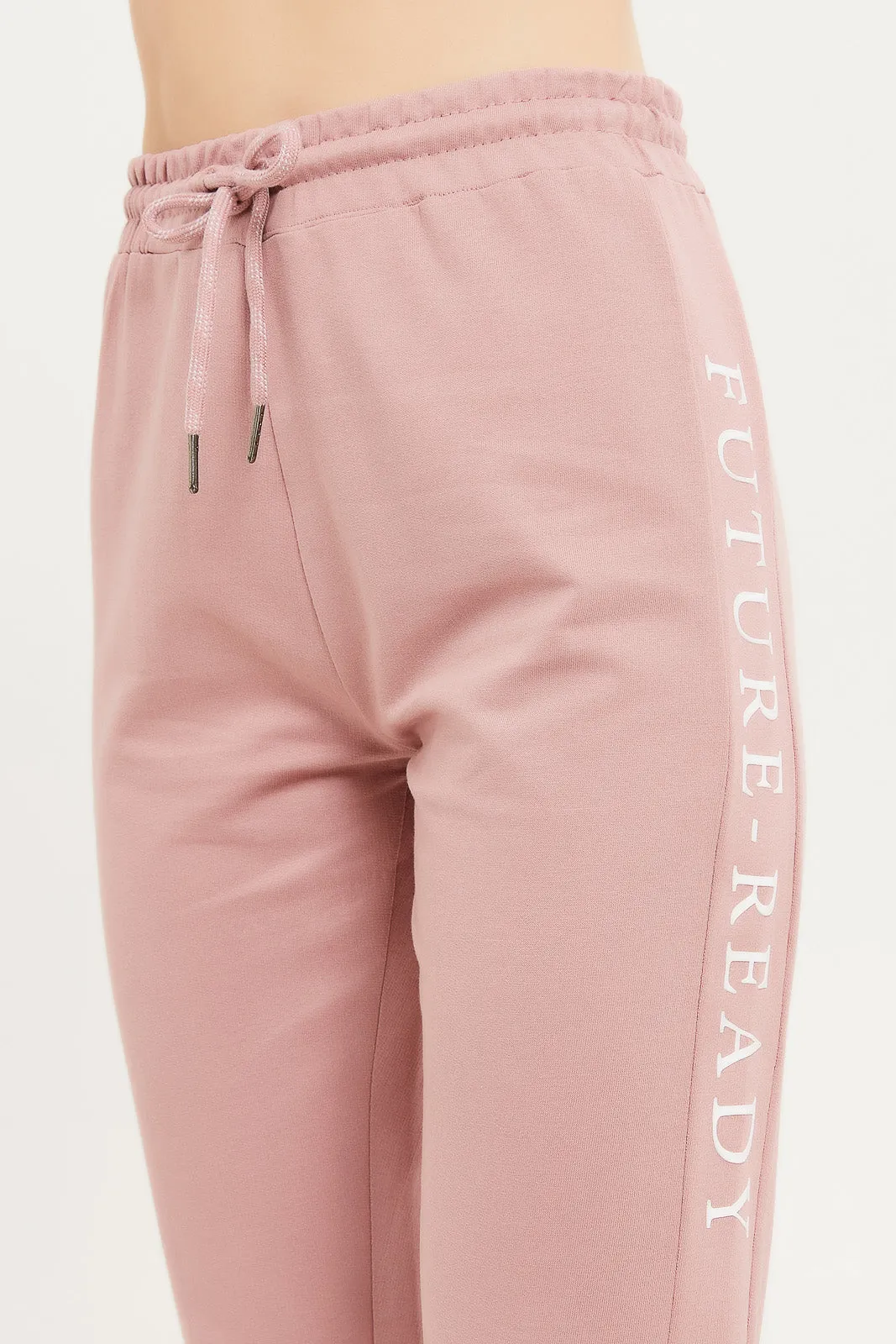 Women Pink Side Print Jogger